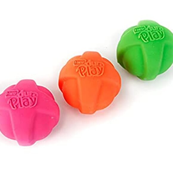 Squeak Ball Dog Toy Pack Durable Natural Rubber Bacon Scented Fetch Chew - Picture 2 of 7